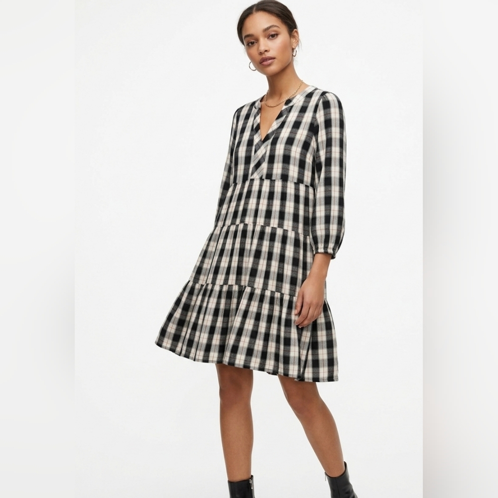 Maeve by Anthropologie Tiered Plaid Mini Dress - Size M Like New